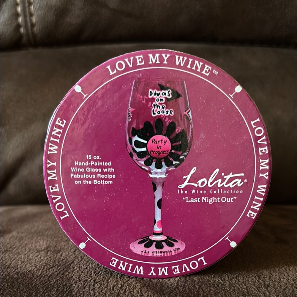Lolita Last Night Out Wine Glass NIB